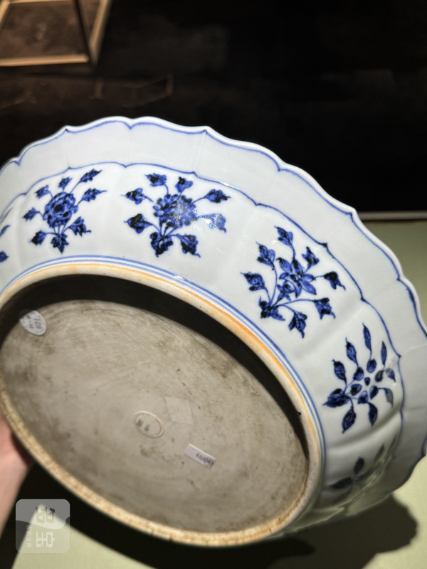 明永乐 青花缠枝四季花卉折沿海浪菱口盘 - 图10